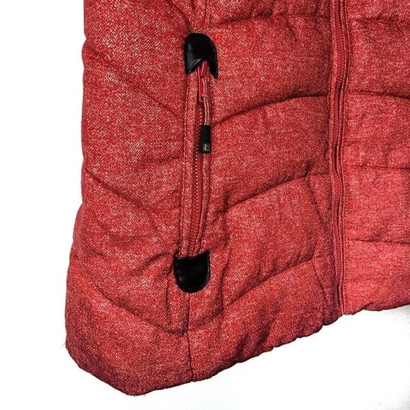 GreenTea ~ Heathered Red, Mock Neck, Puffer Vest - Picture 3 of 11